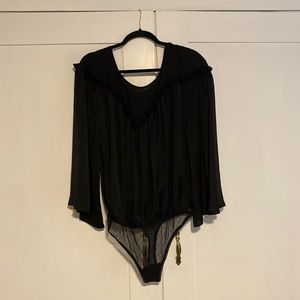NWT: Free People Black Flowy Thong Bodysuit